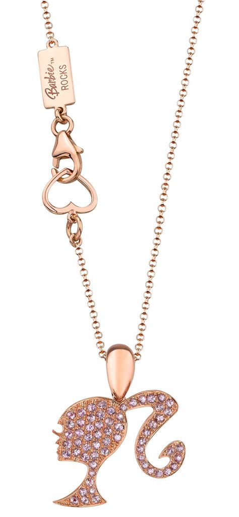 Barbie Rocks Luxe 18kt Rose Gold Silhouette Pendant With Pink