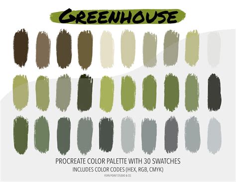 Procreate Color Palette Greenhouse Instant Download Digital File Color