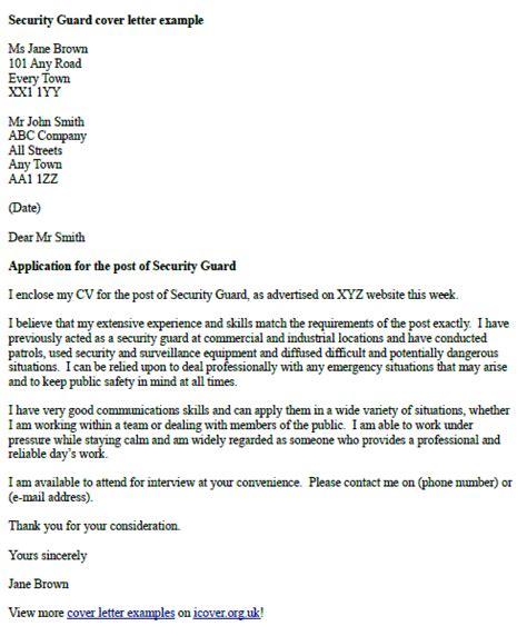 You can refer to your resume where. Cover Letter for Security Position - Security Guards Companies