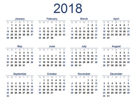 Calendar 2018 Printable Activity Shelter