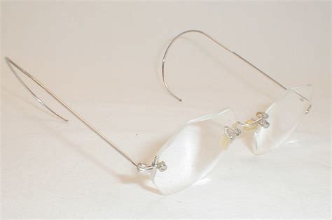 Antique Silver Eyeglasses Spectacles Mod Octagonal Rimless