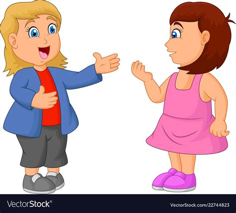 Kids Cartoon Talking To Each Other Royalty Free Vector Image