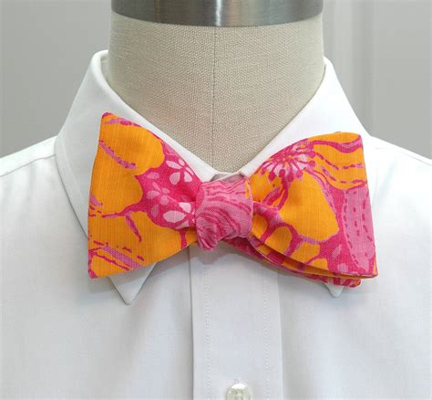 Bow Tie Orangepinkraspberry Floral Print Bow Tie Wedding Bow Tie