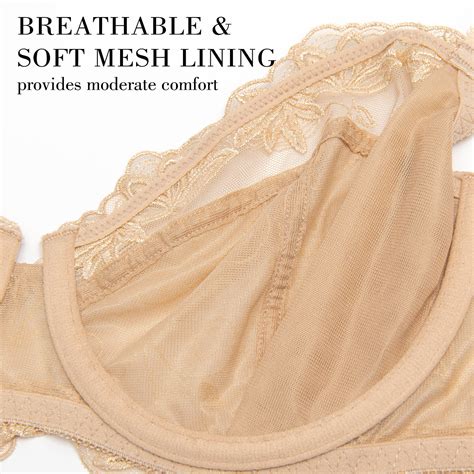 Wingslove Womens Sexy Lace Push Up Bra Plus Size Embroidered Sheer