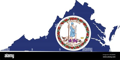 Mapa Administrativo Simple De Bandera Plana Del Estado Federal De Virginia Estados Unidos
