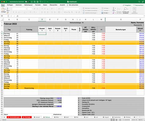 Arbeitszeiterfassung F R Excel Computer Bild