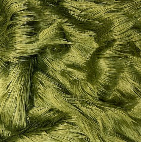 Eovea Shaggy Faux Fur Fabric Squares Olive Green 10x1020x20 Diy