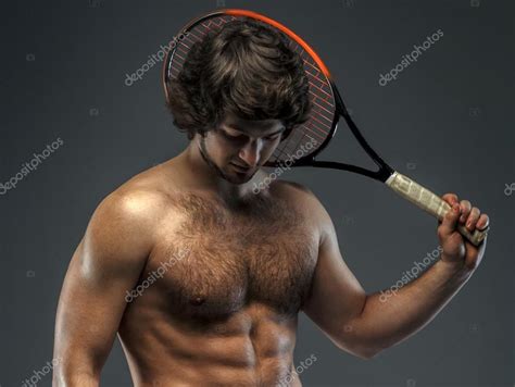 Male With Naked Torso And Tennis Racket Stock Photo By Fxquadro