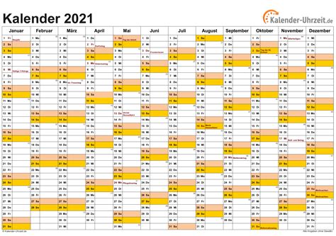 Kalender 2021 Mit Feiertagen