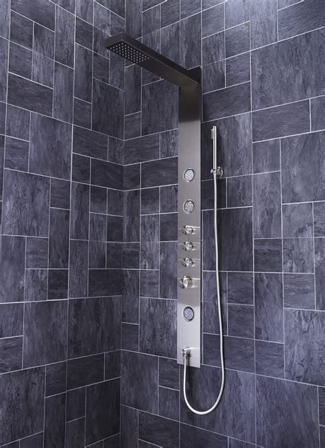 frontline trac thermostatic shower panel with built in massage jets