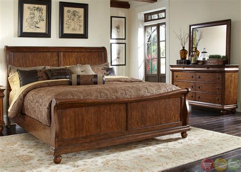 Rustic Traditions Cherry Sleigh Bedroom Furniture Set