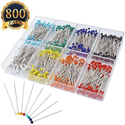 Subang 1200 Pieces Sewing Pins 38mm Multicolor Pearlized Head Pins For