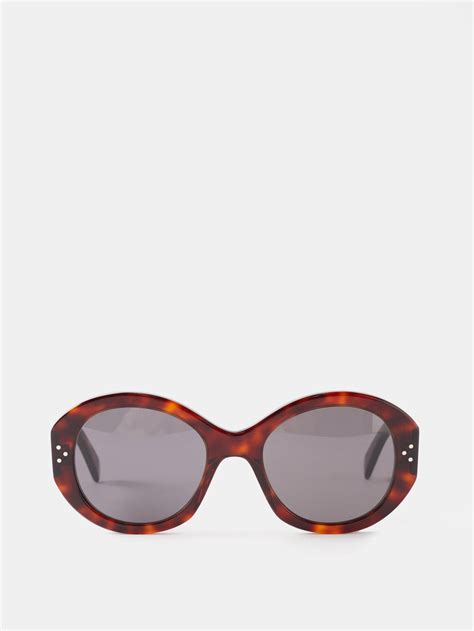 Brown Round Acetate Sunglasses Celine Eyewear Matches Uk