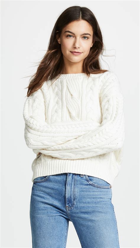 White Cable Knit Sweater Womens