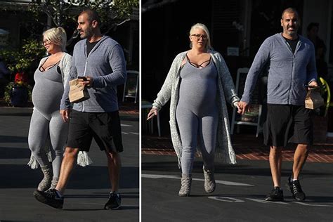 Pregnant Porn Star Jenna Jameson Looks Ready To Burst As She Wears Skintight Body Suit For Lunch