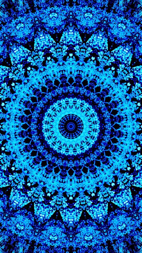 Download Wallpaper 938x1668 Mandala Pattern Circles Blue Bright