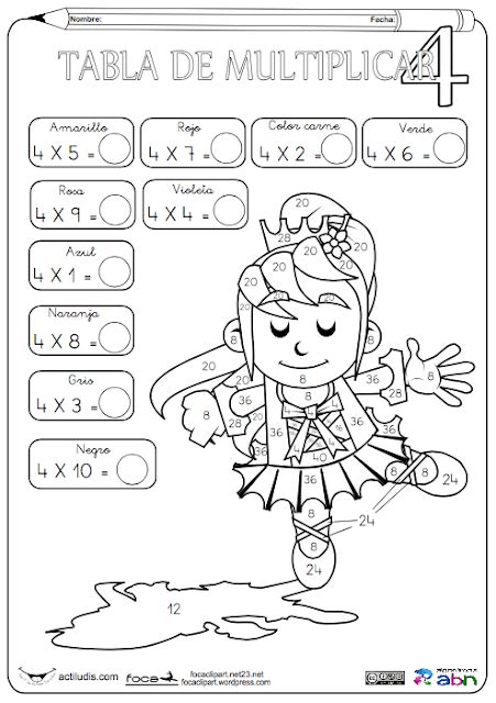 Tablas De Multiplicar Fichas Para Colorear Y Jugar Aula De Elena