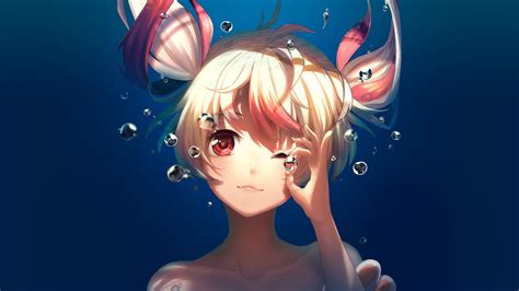 Cute Anime Girl Underwater Bubbles Wallpaper Beautiful Anime Illustration 1920x1080