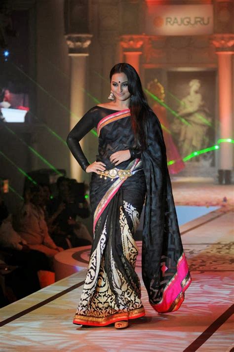 Sonakshi Sinha Latest Cute Black Saree Photos Gallery Bollywood Stars Indian Bridal Couture