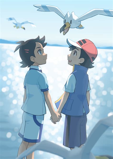 Ash Ketchum Goh And Wingull Pokemon And More Drawn By Minato