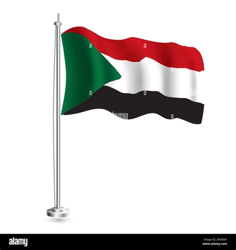 bandera sudanesa bandera de onda realista aislada del país de sudán en asta de bandera