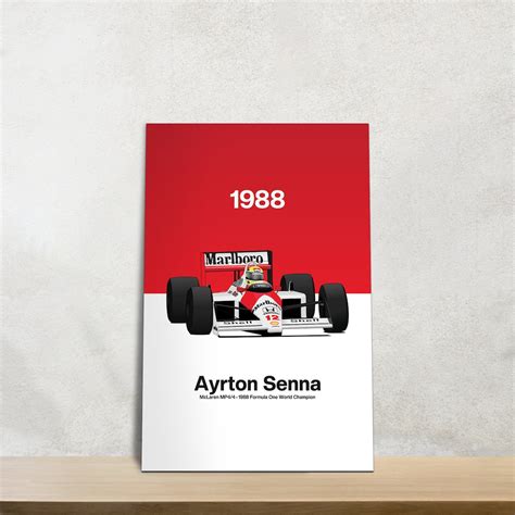 Ayrton Senna Poster Mclaren Mp4 4 Senna Formula 1 Senna 88 Etsy
