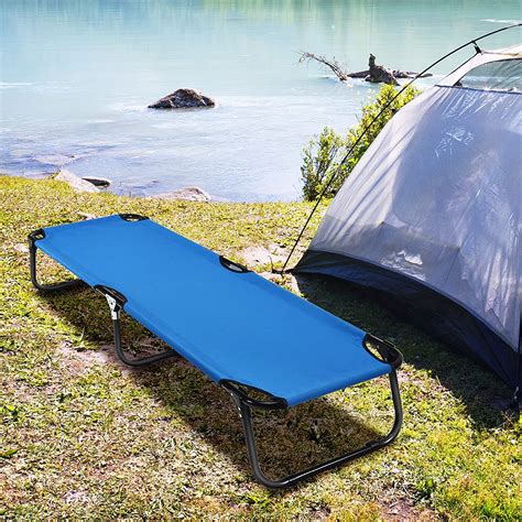 Gymax Blue Folding Camping Bed Outdoor Military Cot Sleeping Ph
