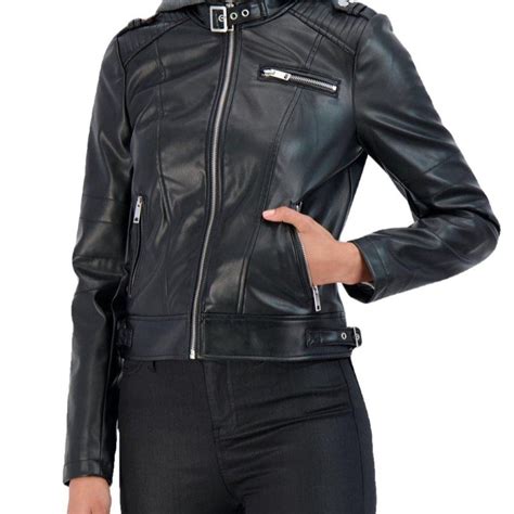 alana womens leather jacket with hoody inland leather co