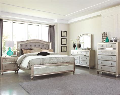 Bling Game Metallic Platinum 4 Piece Bedroom Set Quality Furniture At