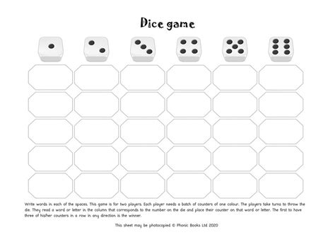 Printable Dice Game Sheets