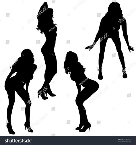 Vector Silhouettes Sexy Women On White Stock Vector Royalty Free 225636763 Shutterstock