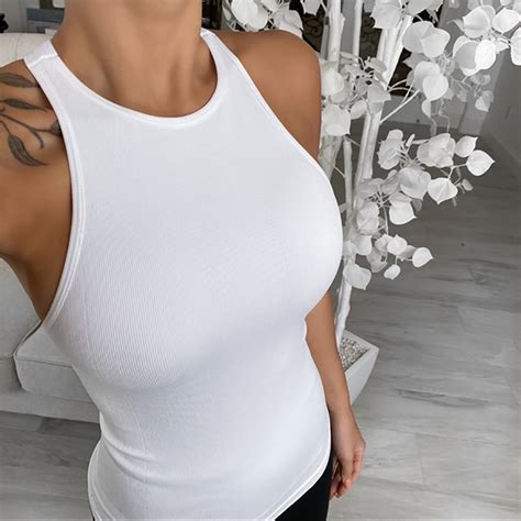 Sexy Women Tank Top 2020 Summer Women Large Size Blackless Sleeveless Solid O Neck Vest Tank
