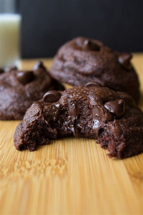 Rich Fudgy Soft Batch Double Chocolate Cookies Oozing With Chocolate