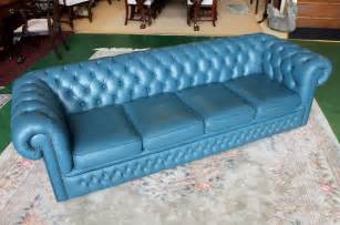 Antiques Atlas Blue Leather Chesterfield Club Sofa