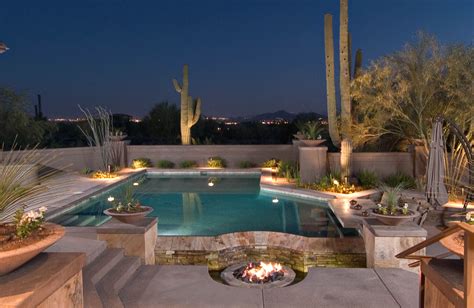 Beautiful Lighting Lends To Evening Elegance Arizona Pool Design