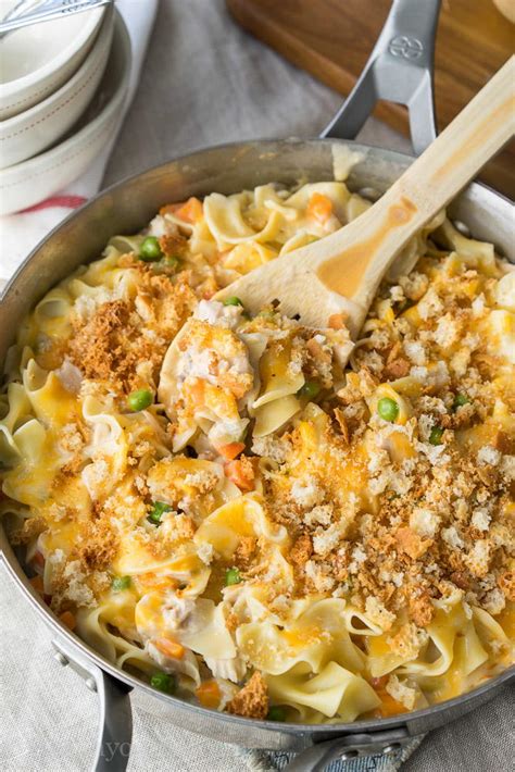 This is one of our most favorite and popular family pasta recipes! Easiest-Ever Skillet Tuna Noodle Casserole | FaveSouthernRecipes.com