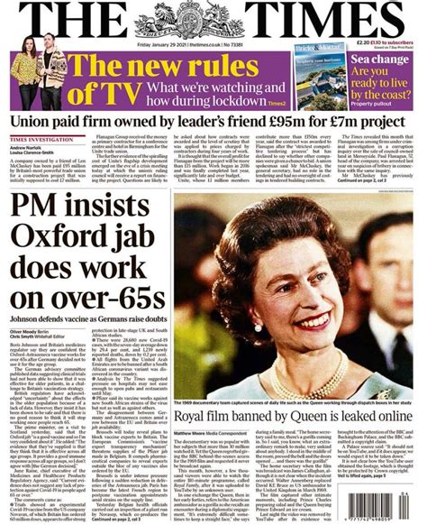 Times Front Page 29th Of January 2021 Tomorrow S Papers Today