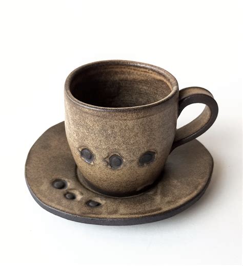 Espresso Cup With Saucer Coffee Cup Stoneware Handmade Cup Etsy