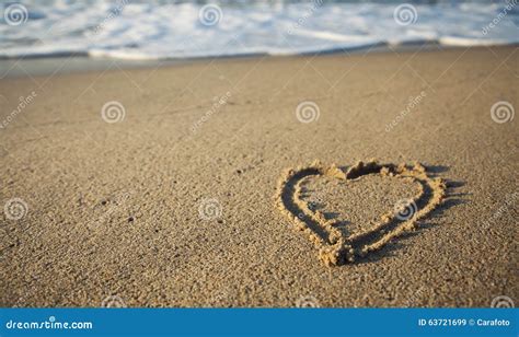 Sandy Beach With A Heart And Waves Stock Image Image Of Natural