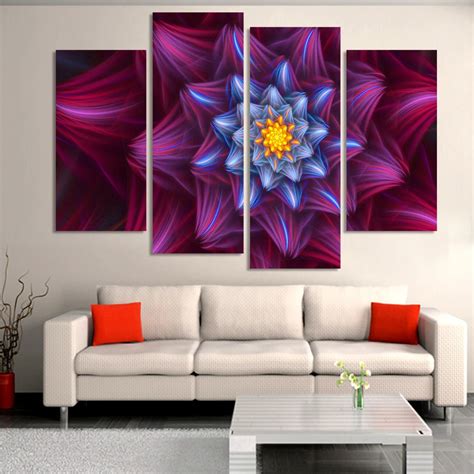 Frameless Home Decorations Abstract Of Flower Color Canvas Paintings