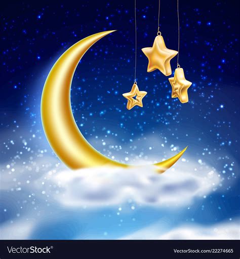 Magic Night Sky With Moon Stars Cloud Royalty Free Vector