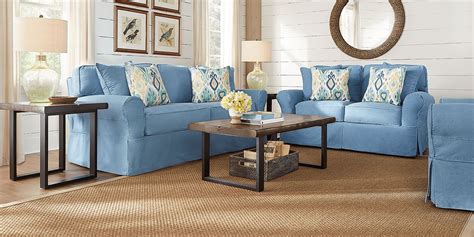 Cindy Crawford Home Beachside Blue Denim 5 Pc Living Room Rooms To Go