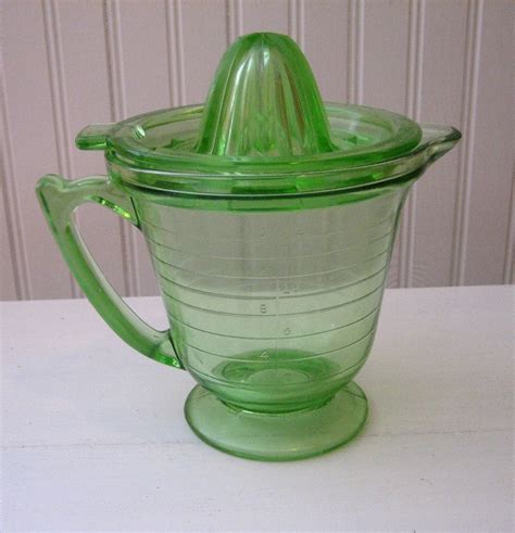 Antique Green Depression Glass Reamer Juicer Measuring Cup
