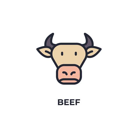 Beef Vector Icon Colorful Flat Design Vector Illustration Vector