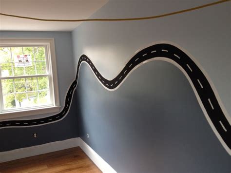 Magnetic Race Track Around Boys Room Mural By Leisu Boys Truck