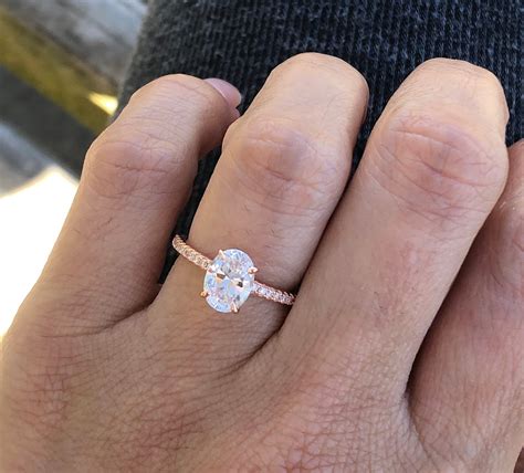 rose gold oval engagement ring 1 ct oval cut engagement ring etsy australia