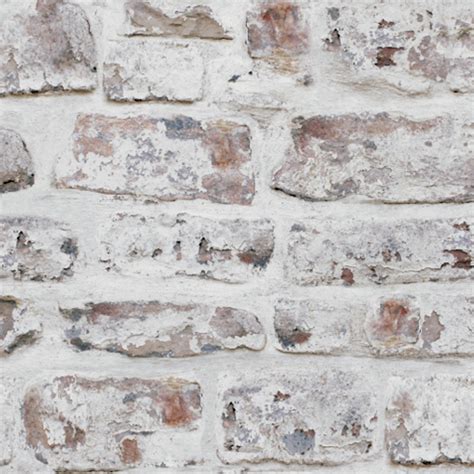 Arthouse Painted Brick Pattern White Washed Realistic Mural Wallpaper
