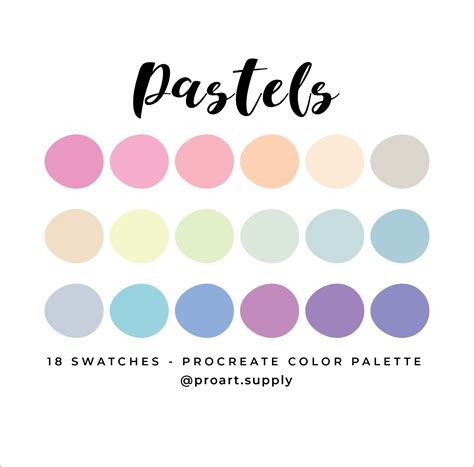 Pastel Procreate Color Palette Hex Codes Pastel Pink Orange Yellow Green Blue Purple For