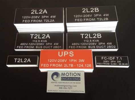 Engraved Nameplates Per Electrical Equipment Identification Project