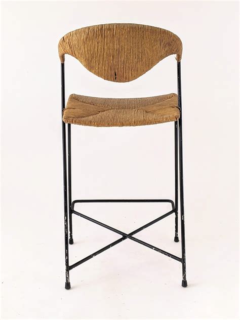 1950s Arthur Umanoff Wicker And Steel Rod High Chair Usa For Sale At